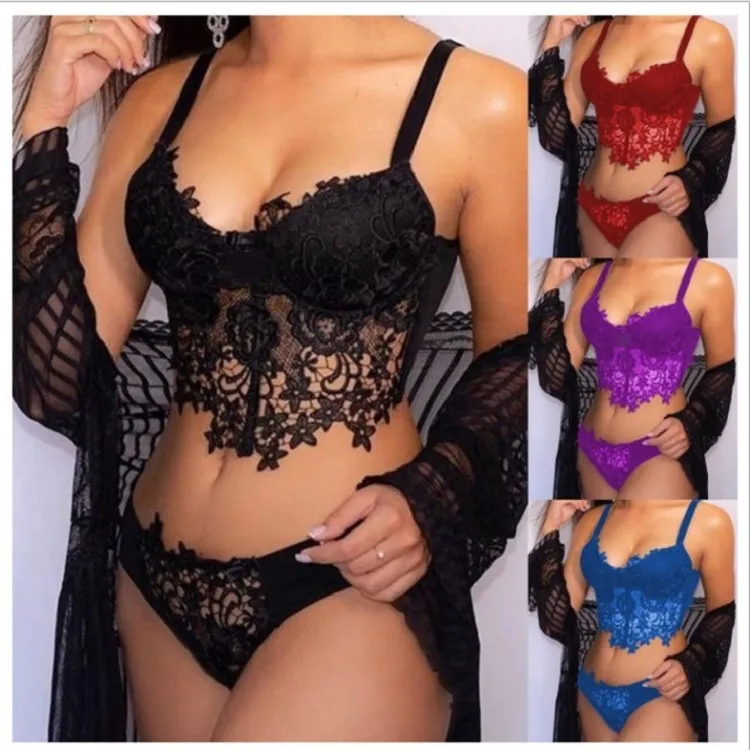 women's sexy solid color sexy lingerie sets party underwire bra low waist briefs sexy lingerie