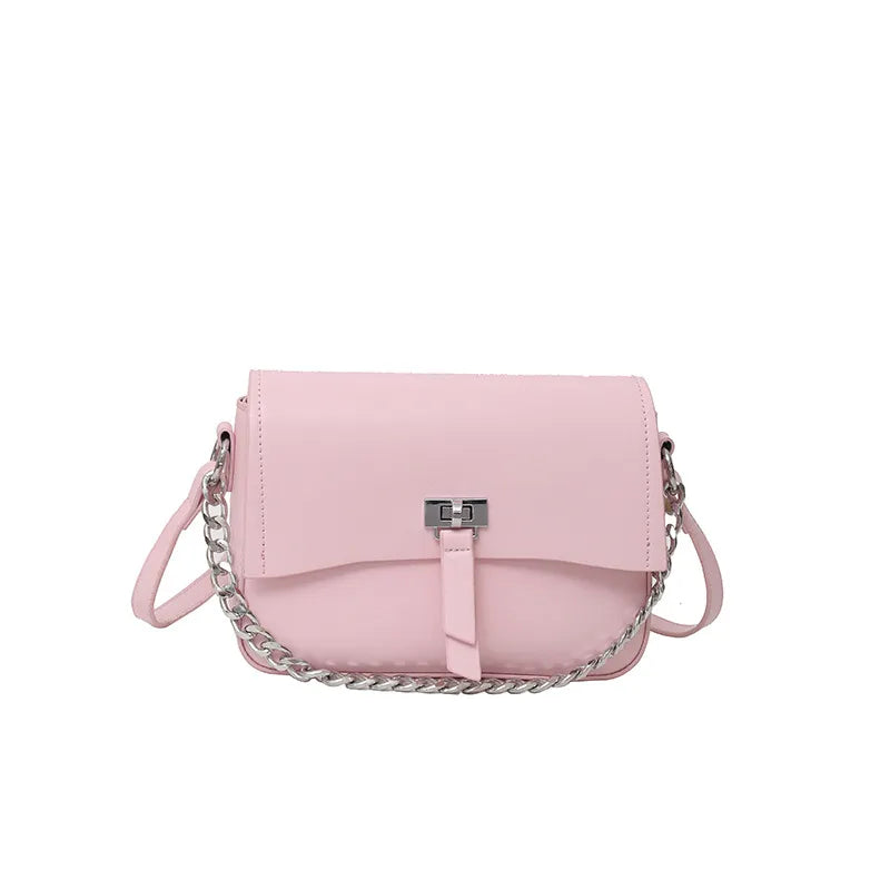 Women's PU Solid Color Classic Style Square Magnetic Buckle Handbag Crossbody Bag