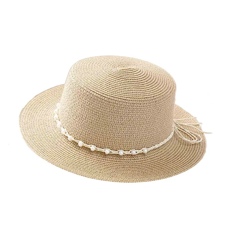 Women's Hawaiian Tropical Shell Flat Eaves Straw Hat