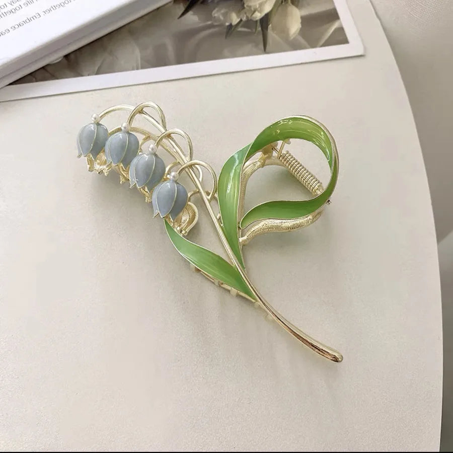 simple style New style sunflower tulip grain imitation pearl alloy inlay rhinestones hair claws