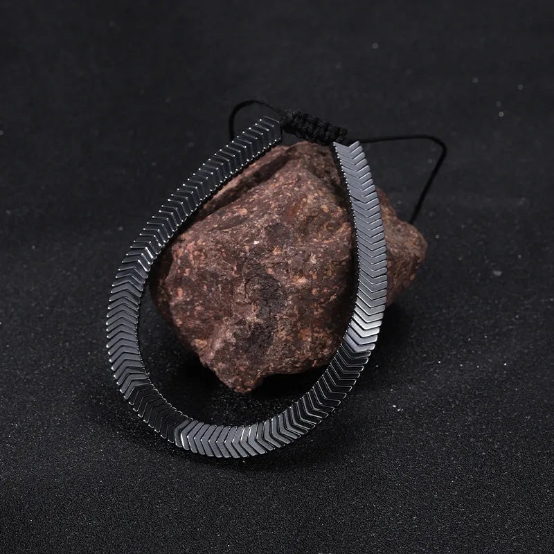 Streetwear Geometric black gallstone Unisex Drawstring Bracelets Men Beaded Bracelets