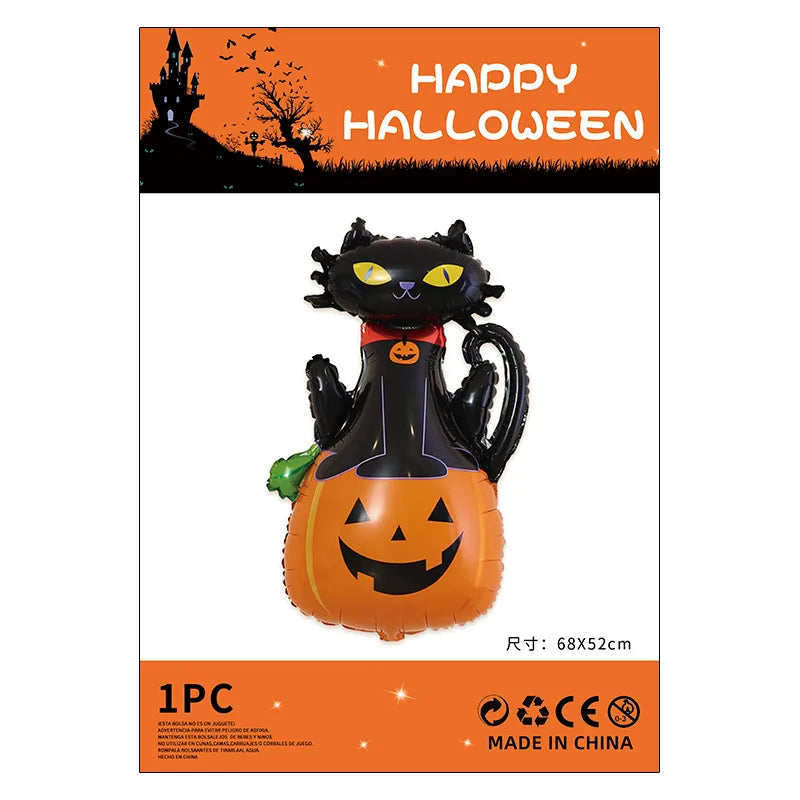 Halloween Decorations Pumpkin Spider Back Card Single Aluminum Foil Balloon Ghost Festival Skull Funny Bar Balloon