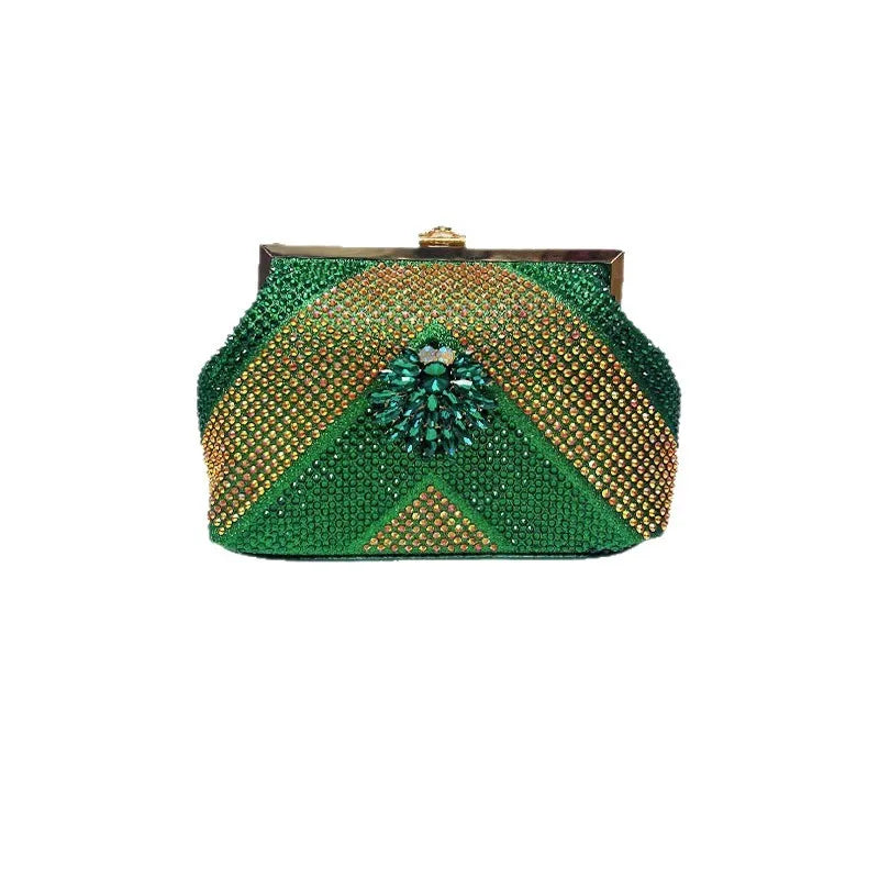 Elegant Diamond Embedded Clutch Bag Women's Shoulder Handbag Luxury Sensation Evening Bag Stylish Polyester Square Bag