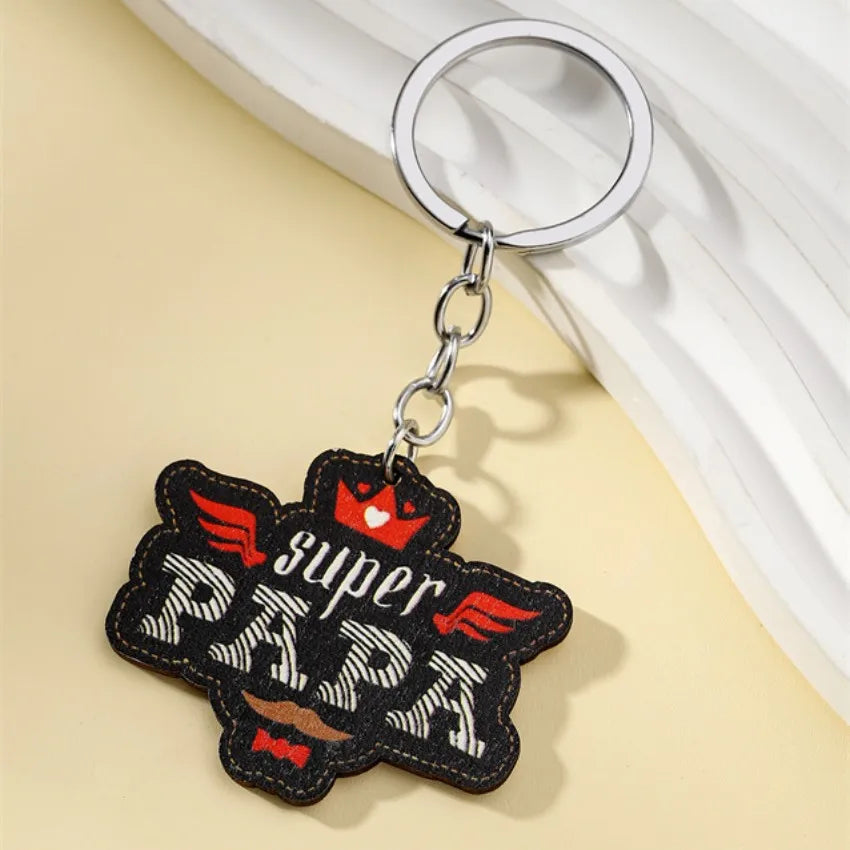 Modern Style Letter Wood Father'S Day Unisex Keychain