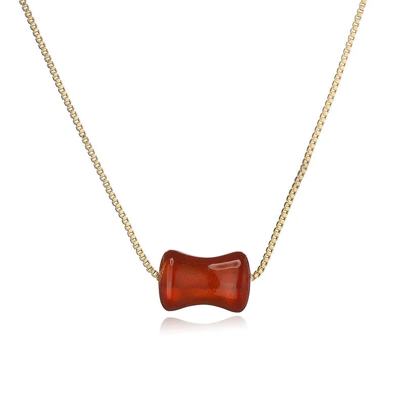 Wholesale Jewelry Retro Classic Style Geometric natural stone Green Aventurine Copper Pendant Necklace