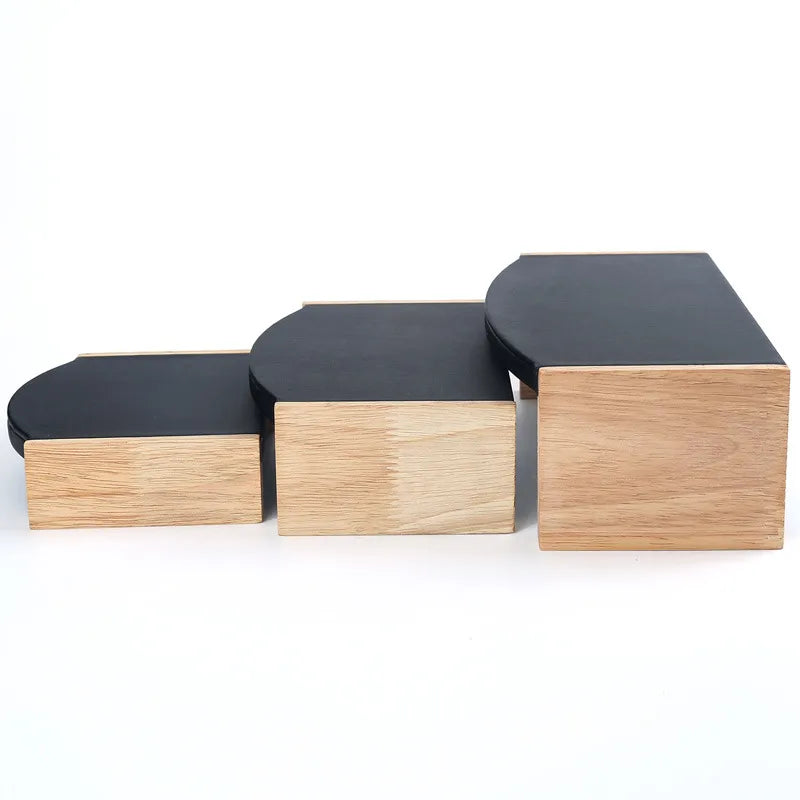 Solid Wood Jewelry Display Stand Tea Table Bracelet Necklace Stool Ornament Rack Three Piece Set Academic Style Crafted