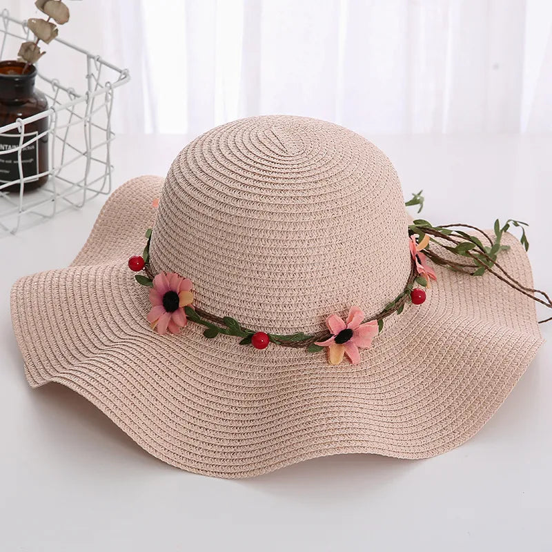 Women's Korean Style Flower Flowers Side Of Fungus Straw Hat