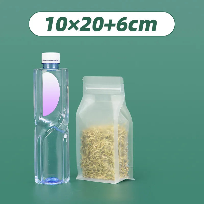 Thickened frosted transparent self-supporting packaging bag candy scented tea rice self-sealing bag cat food bait eight-sided sealing bag wholesale