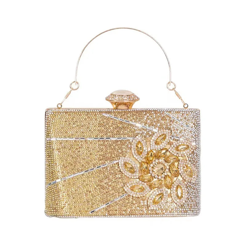 Silver Gold Black Polyester Solid Color Square Evening Bags