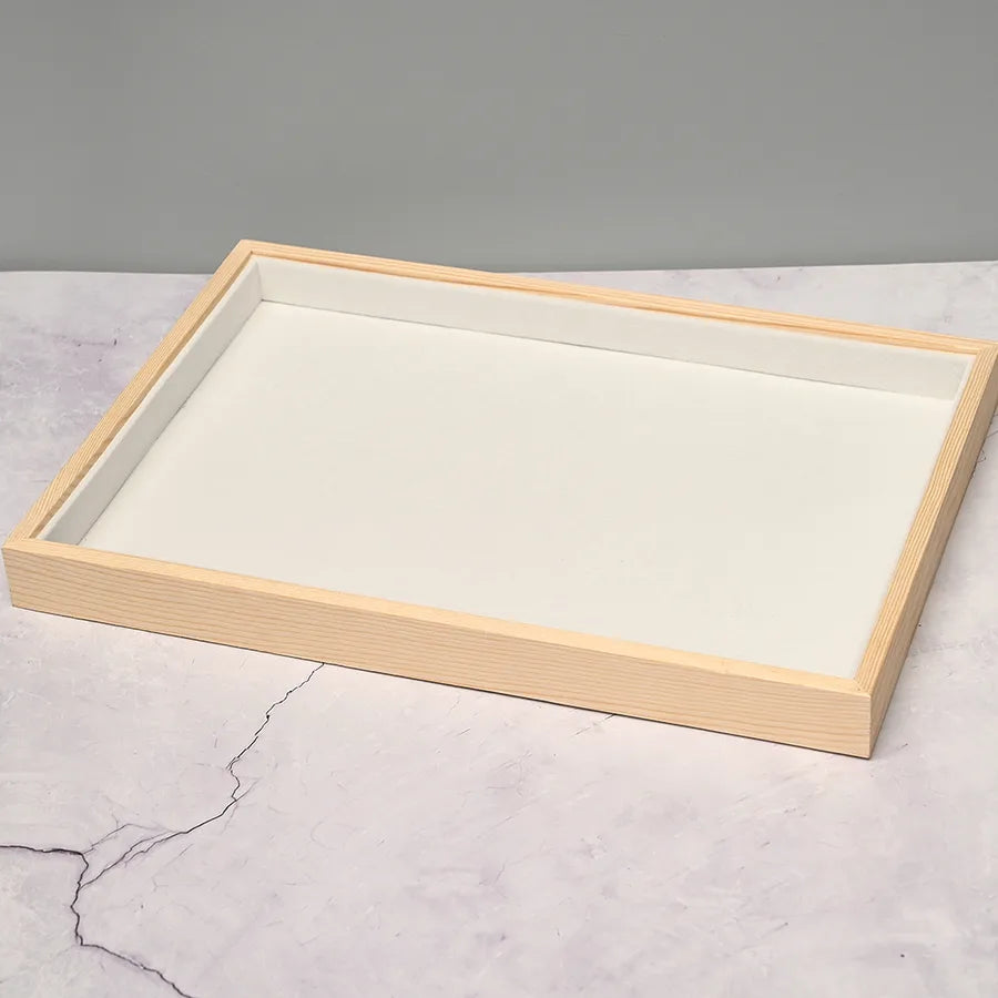 Rectangular Jewelry Display Stand Storage Box Earring Bracelet Ring Tray Handmade Simple Style Wooden Velvet Jewelry Plate