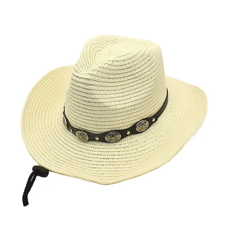 women's vacation beach solid color wide eaves straw hat