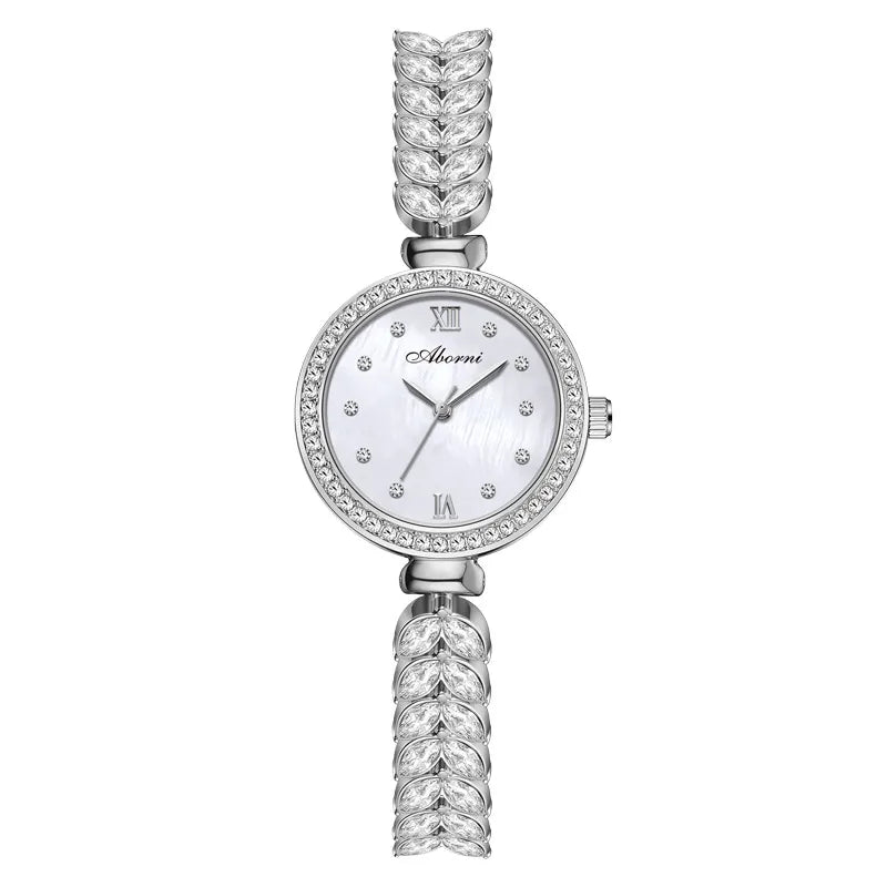 simple style shiny solid color jewelry buckle quartz women's watches
