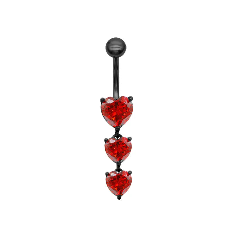 1 Piece Belly Rings Hip-Hop Rock Punk Animal Heart Shape Wings Alloy Plating Rhinestones Zircon Black Plated