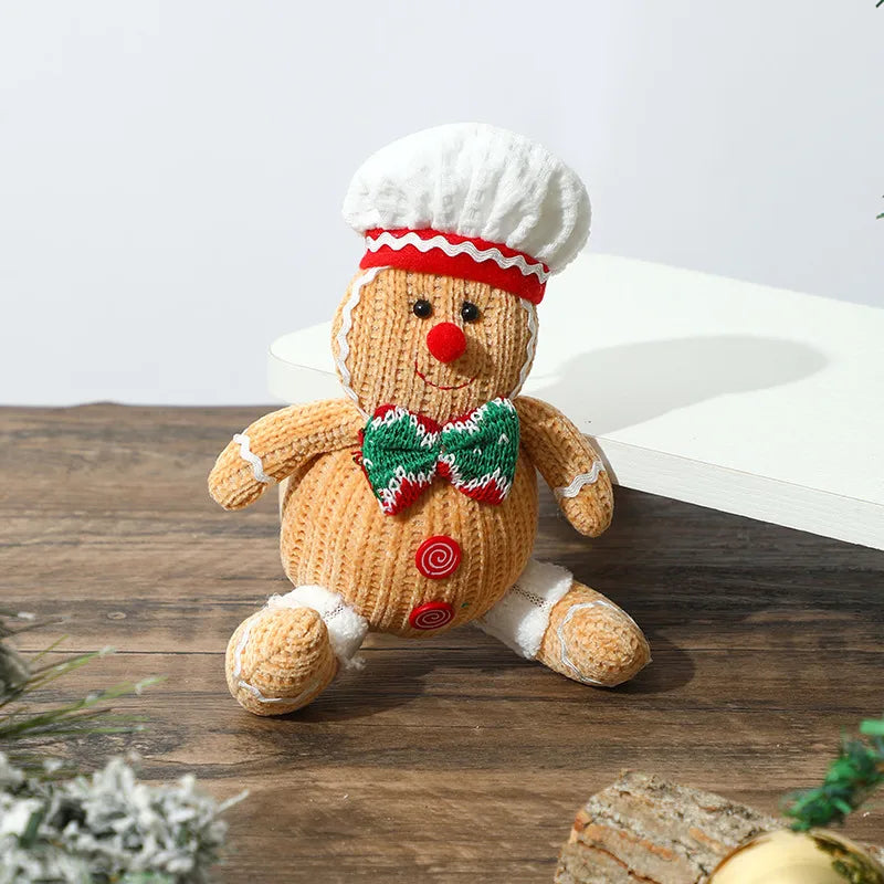 Christmas Decorations Gingerbread Man Stretching Dwarf Figure With Light Biscuit Man Doll Pendant Cartoon European Countryside Style Polyester