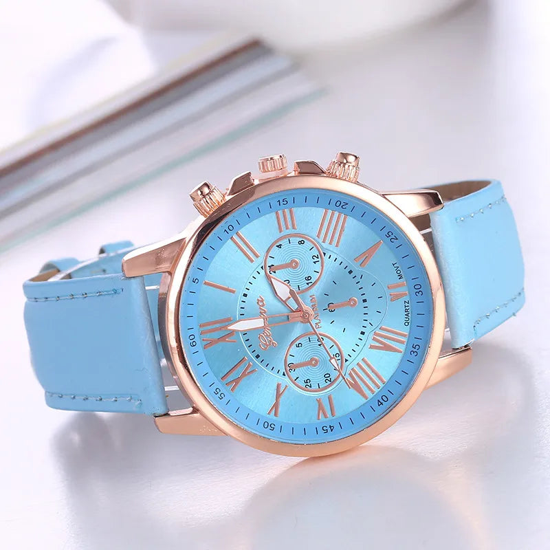 casual solid color buckle quartz women's watches