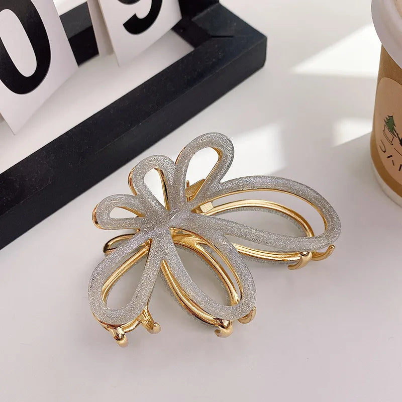 Women's Simple Style Butterfly Acetic acid sheets Hollow Out Hair Claws