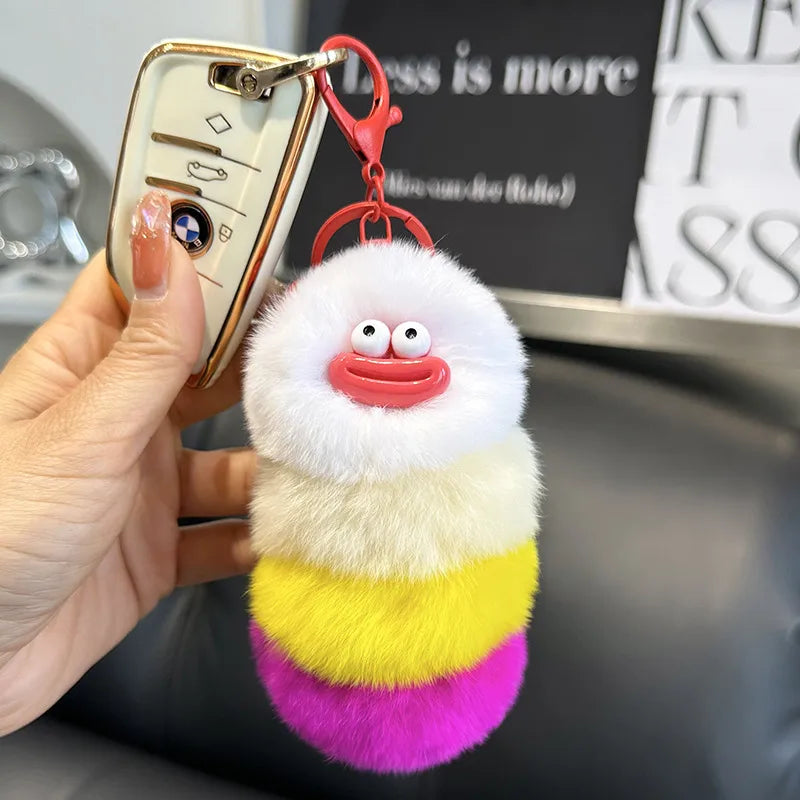 Cute Caterpillar Plush Unisex Bag Pendant Keychain