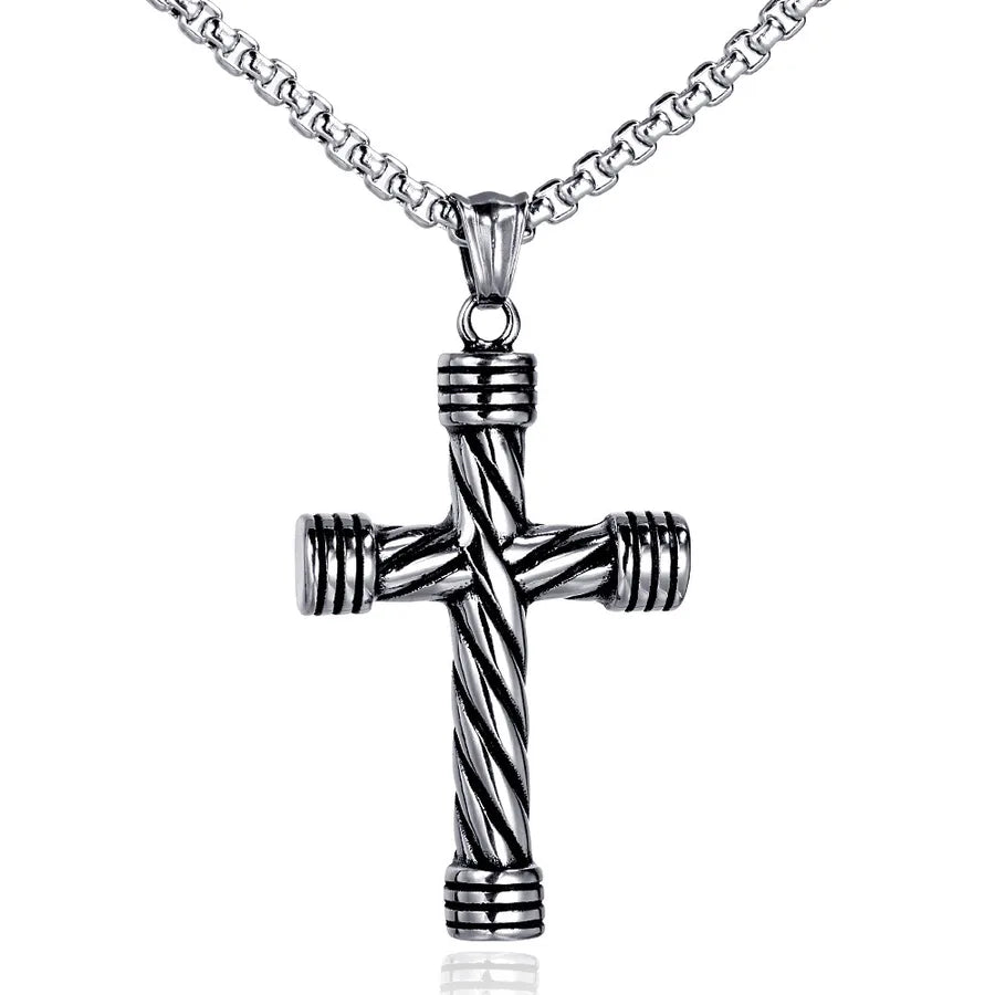 Retro Punk Cross Axe Alloy Titanium Steel Iron Plating Men's Pendant Necklace Men Pendant Necklaces