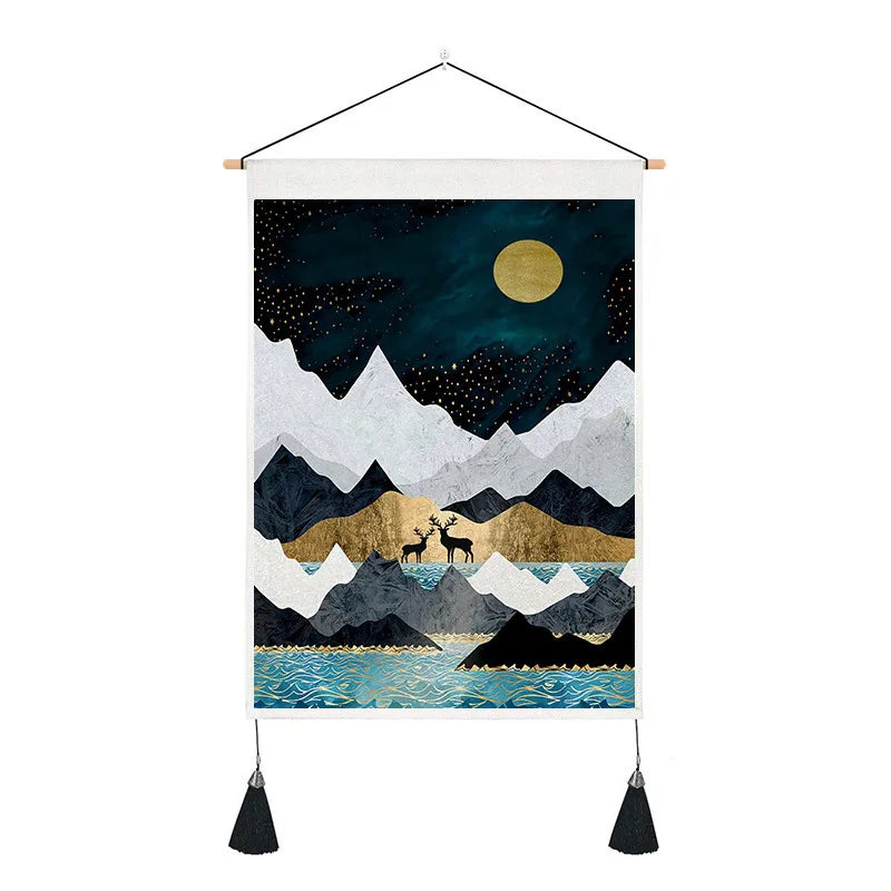 elegant landscape polyester tapestry artificial decorations