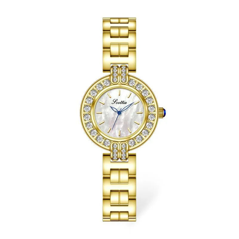 Elegant Luxurious Commute Round Rectangle Butterfly Double Snap Quartz Watch