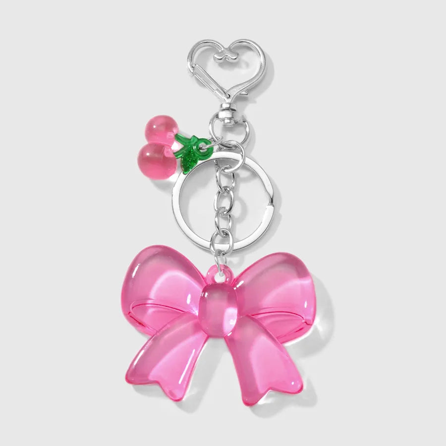 Sweet Cool Style Heart Shape Bow Knot Dice Arylic Women's Keychain