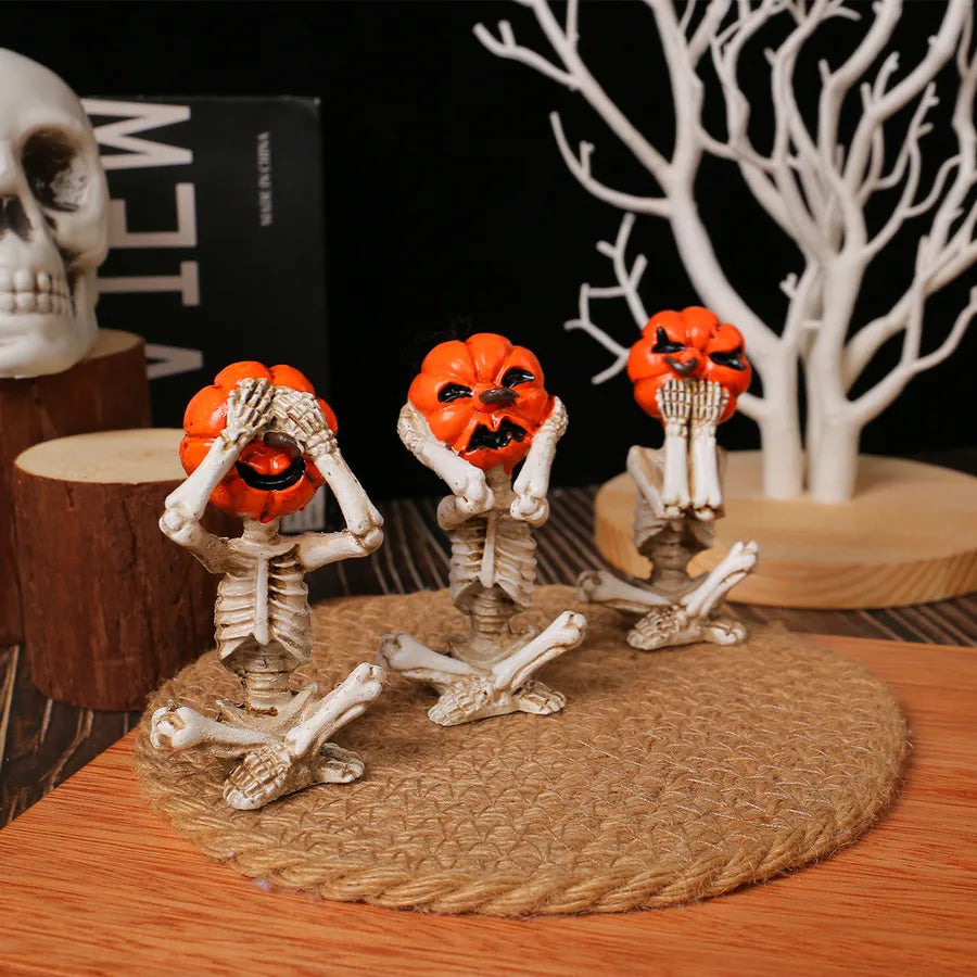 Halloween Decoration Props Yoga Meditation Pumpkin Head Skeleton Dolls Scary Dolls Home Decorations Festive Atmosphere Creepy