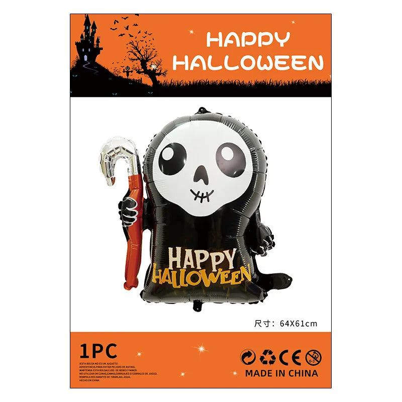 Halloween Decorations Pumpkin Spider Back Card Single Aluminum Foil Balloon Ghost Festival Skull Funny Bar Balloon