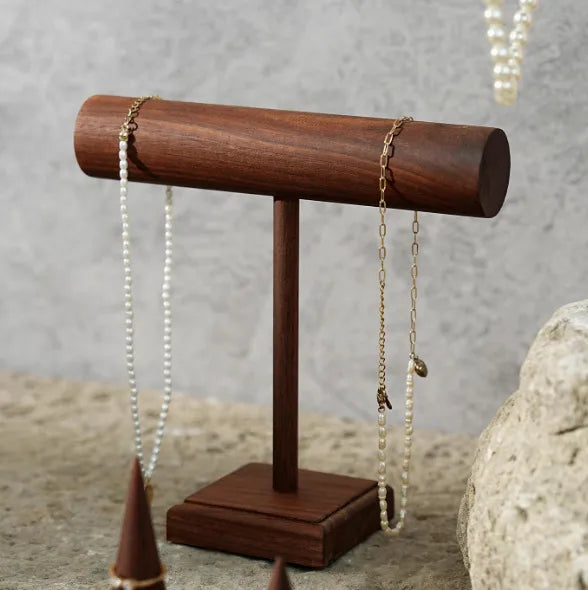 Walnut Jewelry Display Stand Copper Bottom Conical Ring Holder Bracelet Necklace Bracket Shooting Props Ornament Showcase