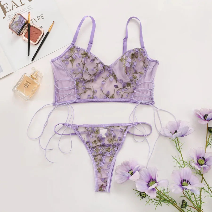 fashion hollow sexy embroidered flowers women's underwear