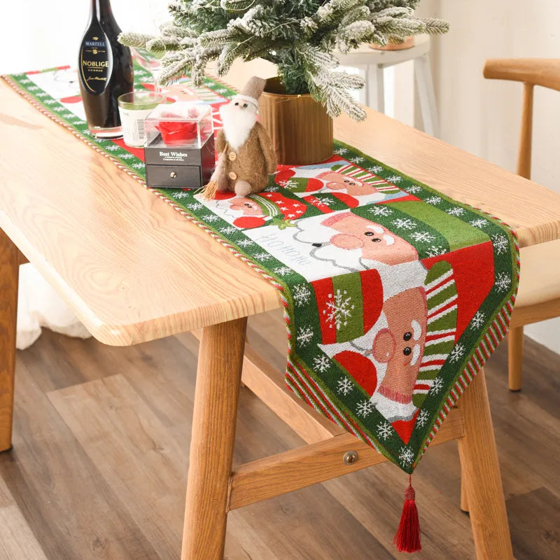 Christmas Cartoon Style Simple Style Color Block Holiday Festival Table Runner