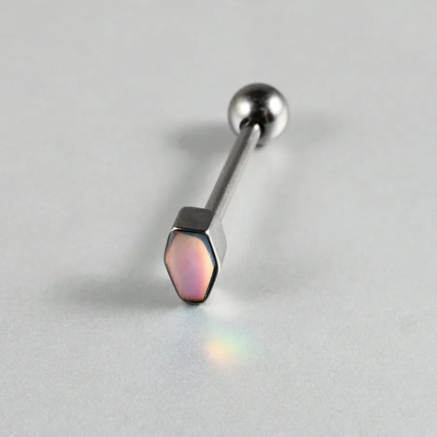 1 Piece Lip Rings Casual Elegant Vacation Coffin Horse Eye G23 Titanium Resin Opal Polishing Resin Opal Tongue Rings