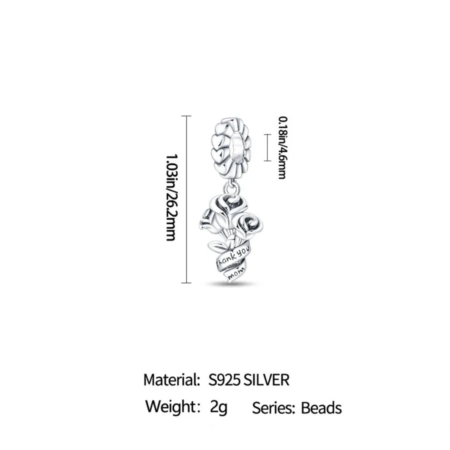 Wholesale European and American Amazon Hot Silver Plated Mother's Day Heart-Shaped Blessing Pendant Birthday Gift Diy Ornament Accessories