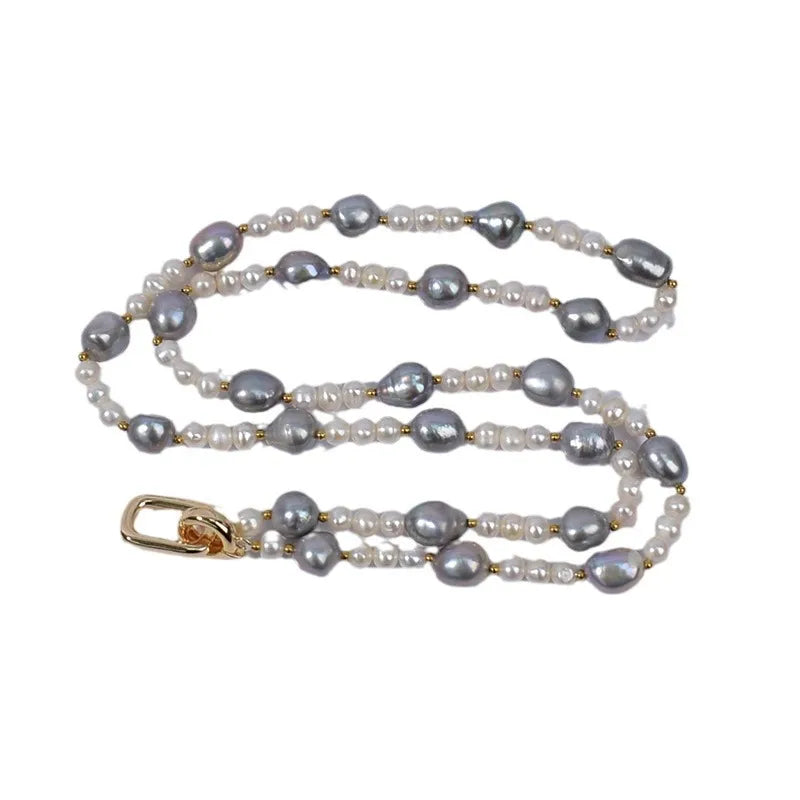 Handmade Long Natural Freshwater Pearl Necklace For Women Sweater Chain Elegant High-End Accessory Suitable For Autumn Winter