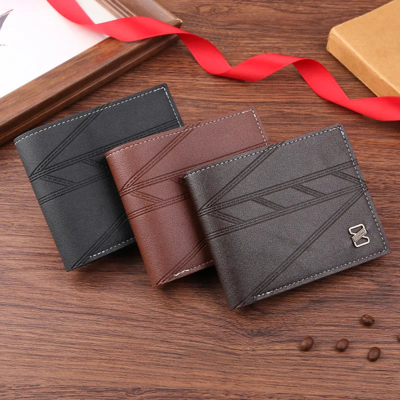Men's Solid Color PVC Open Small Wallets