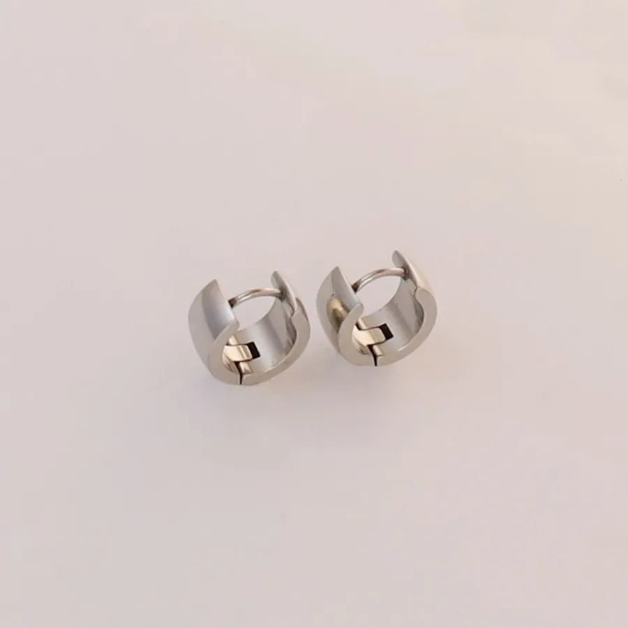 Simple Style Round Solid Color 304 Stainless Steel Earrings 1 Pair