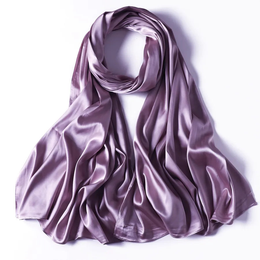 women's streetwear solid color satin winter scarves