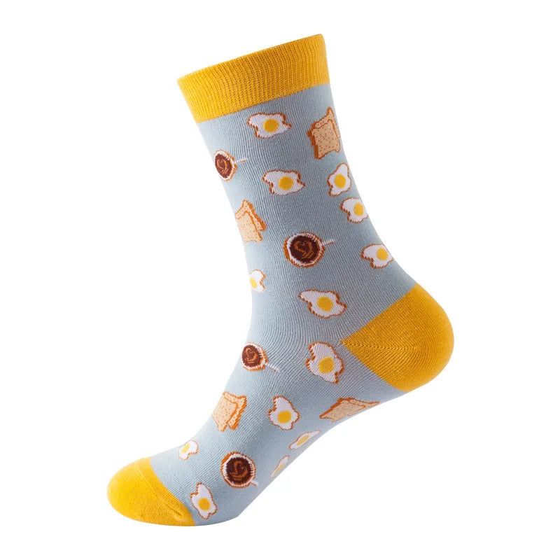 unisex casual cartoon nylon cotton jacquard crew socks 1 set