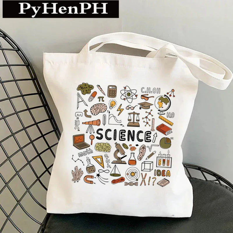 Unisex Canvas Printing Letter Cute Square Open Canvas Bag