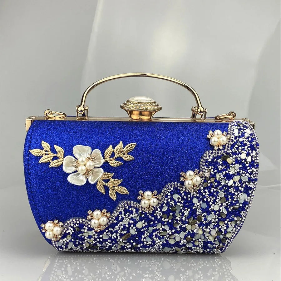 Rhinestone Polyester Geometric Flower Trapezoid Evening Bags