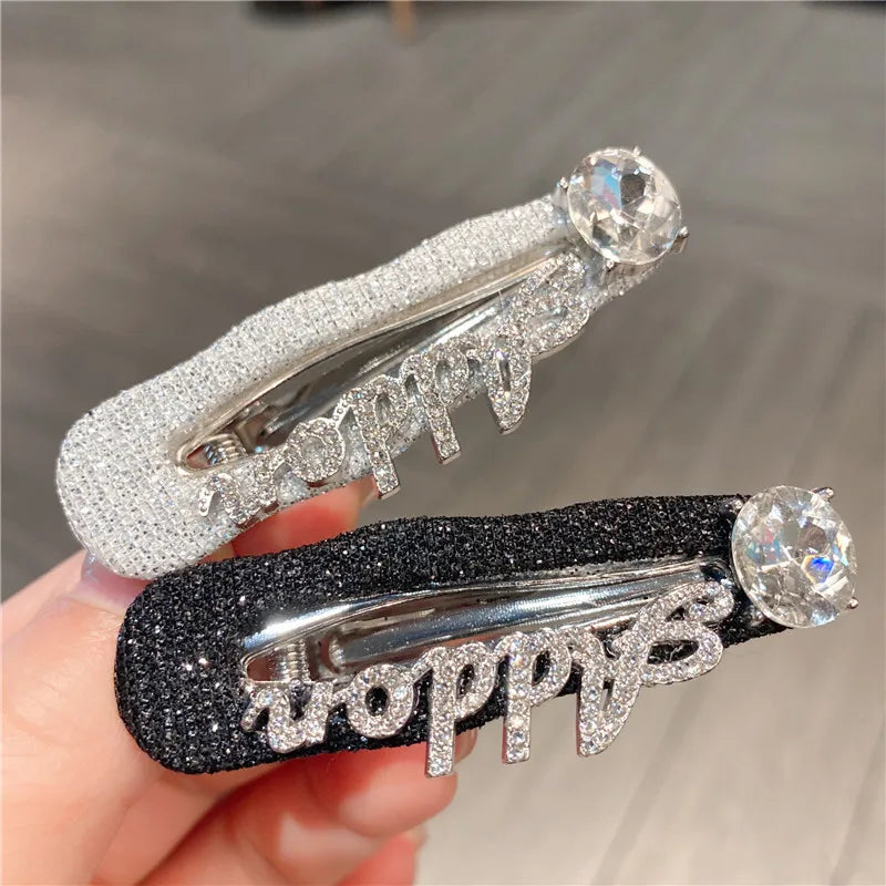 Silver Minimalist New English Alphabet Hair Clips Sweet Cool Style Bangs Washing Face Side Clips Super Fairy Tale Hair Cards