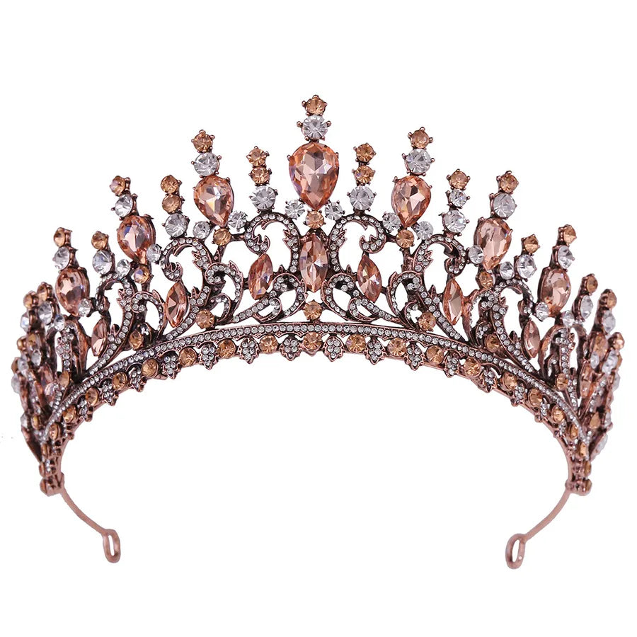 H1349  Bestselling Forest System Hair Accessories Headband Leaf Embedded Crystal Baroque Wedding Bride Vintage Crown