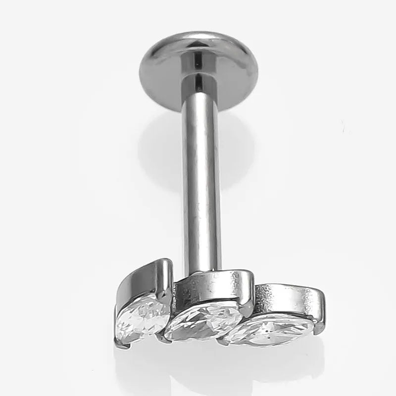 1 Piece Lip Rings Simple Style Commute Crown Butterfly Titanium Steel Inlay Zircon 18K Gold Plated Ear Cartilage Rings & Studs