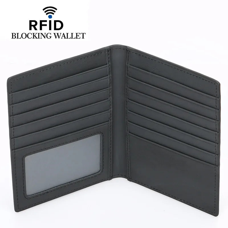 Men's Solid Color Leather Flip Cover Card Holders