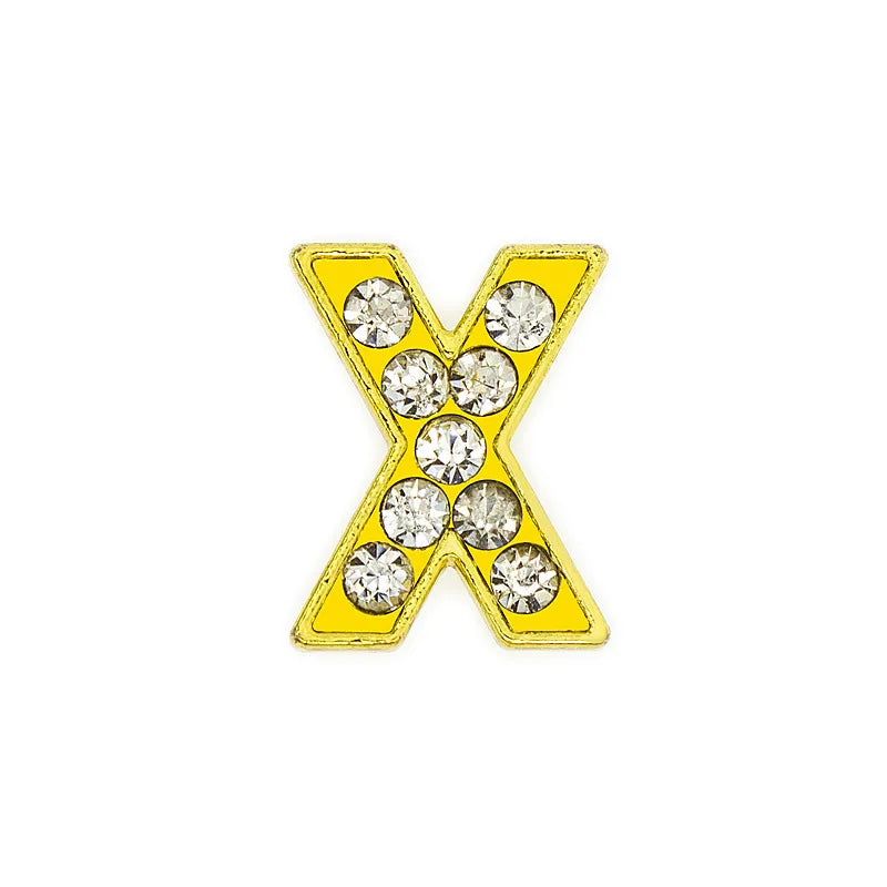 1 Piece 12mm Hole 6~9.9mm Alloy Rhinestones Letter DIY Ornament Accessories Beads