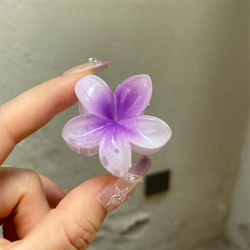 Plumeria Rubra Summer Sunflower Small Jaw Clip Female Cute Mori Style Broken Hair Bangs Side Hairpin Headdress Ins