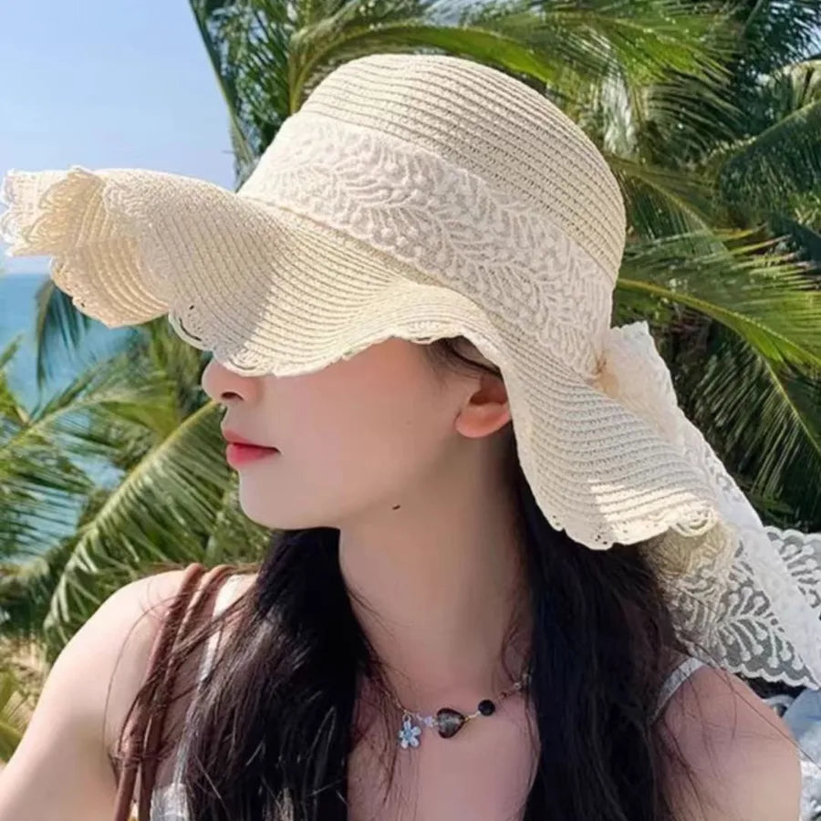 Women's Cute Simple Style Solid Color Big Eaves Straw Hat