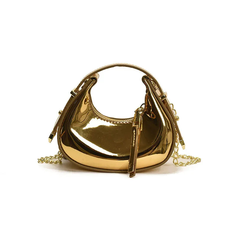 Women's Medium Pu Leather Solid Color Streetwear Sewing Thread Dumpling Shape Zipper Handbag Crossbody Bag