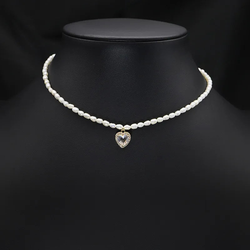 original design heart shape flower freshwater pearl plating 18k gold plated necklace
