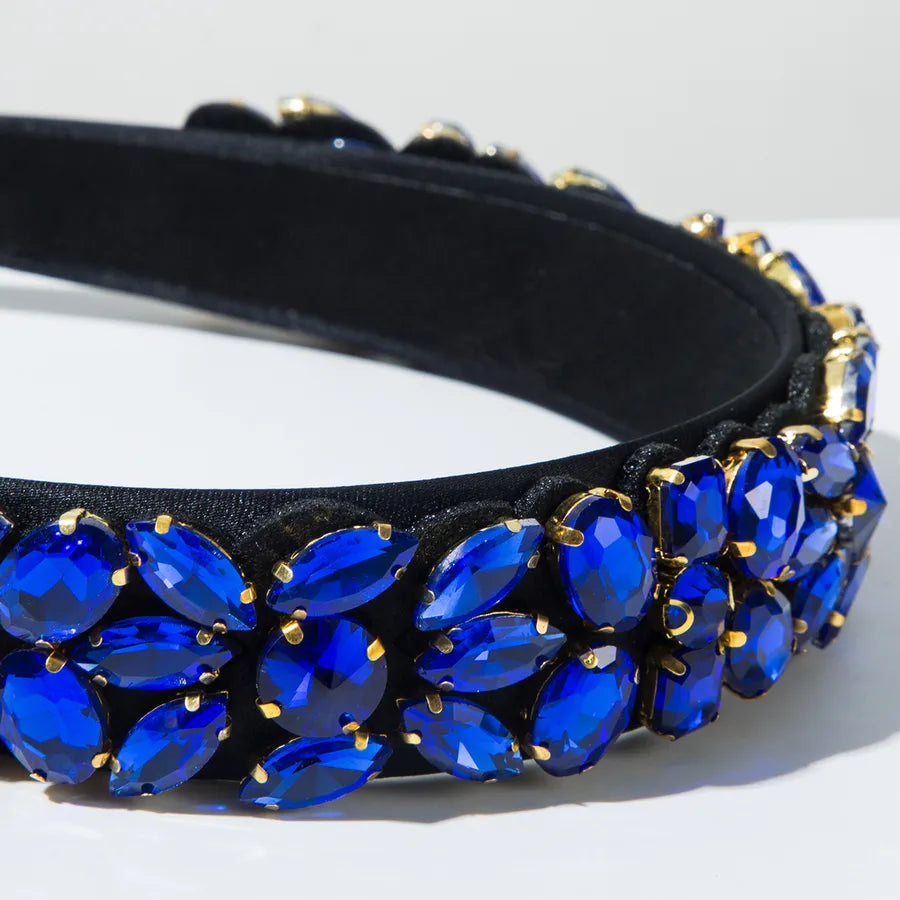 Casual Classic Style Women's Water Droplets Alloy Cloth Glass Inlay Glass Hair Band