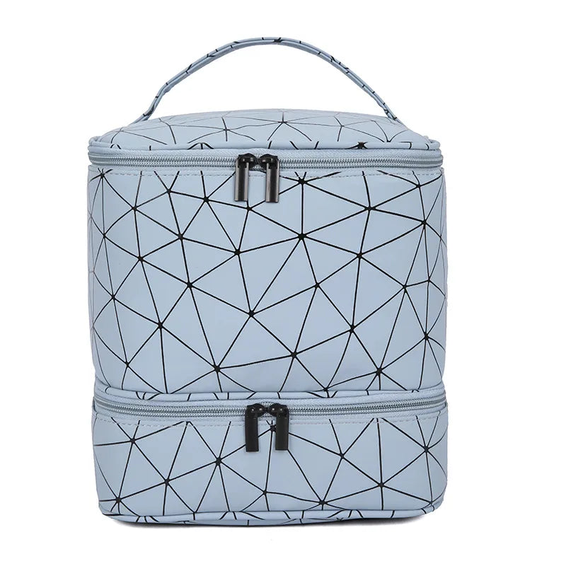 Basic Stripe Solid Color Pu Leather Cloth Square Makeup Bags